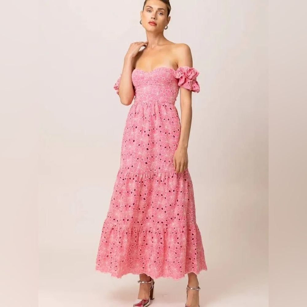 Line & Dot Women's Tasia Off-The-Shoulder Embroidered Cotton Dress XL